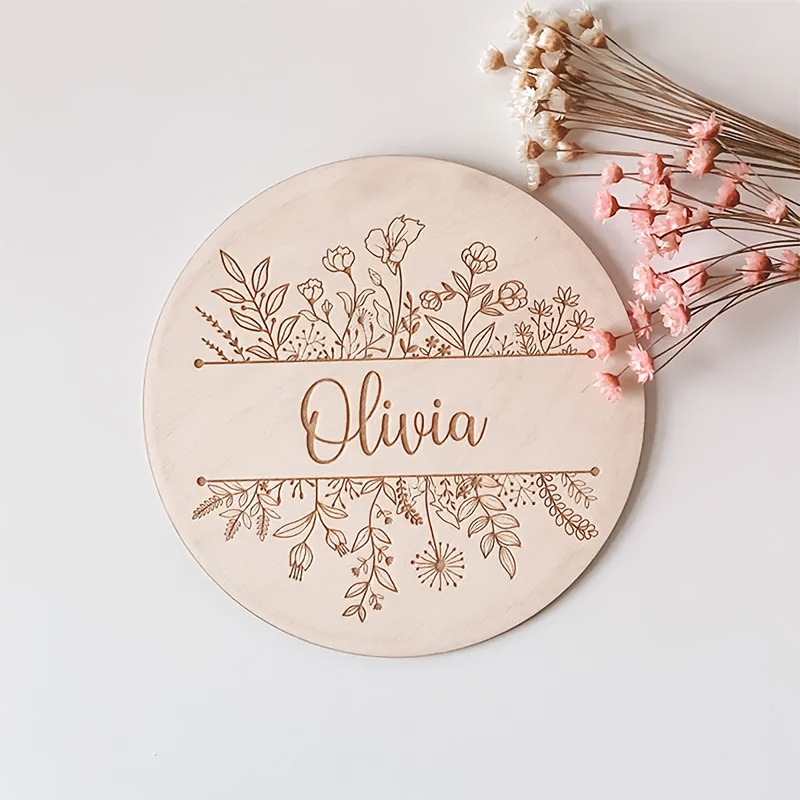 Baby Products Decoration - Plakat Nama Berukir Bunga yang Dipersonalisasi,