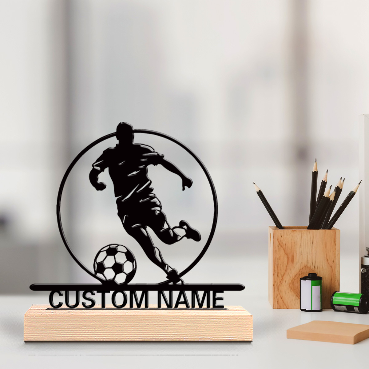 Baby Products Decoration - Patung Logam Pemain Sepak Bola Custom